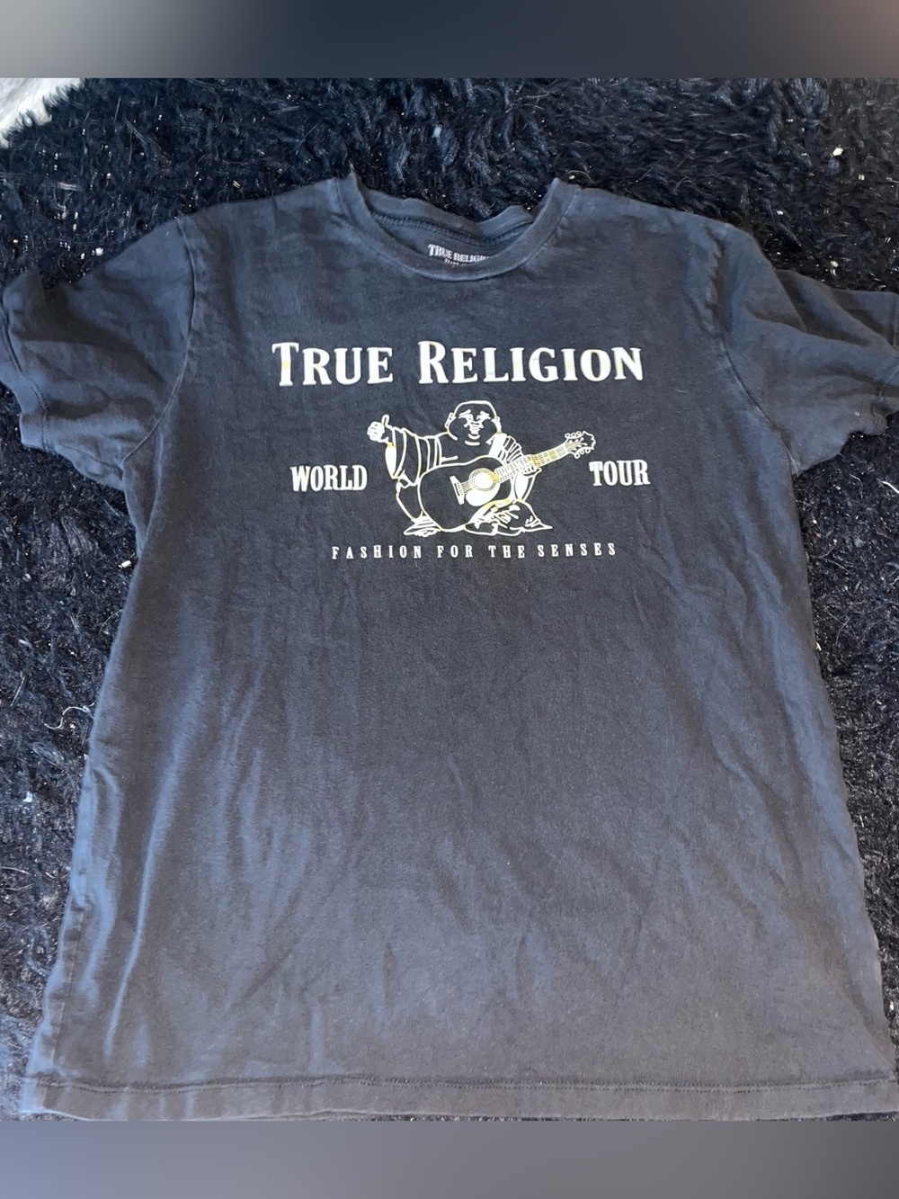True Religion Black Short-Sleeve World Tour Graphic Tee